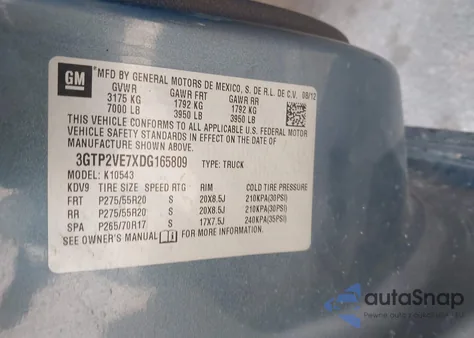 2013 GMC Sierra 1500 Sle z USA, uszkodzony, nr VIN 3GTP2VE7XDG165809